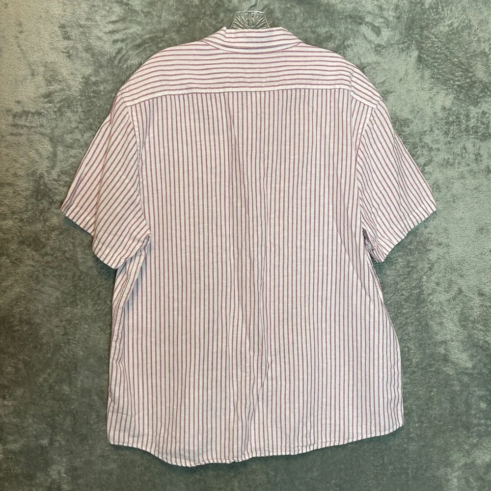 Banana Republic Men XL Linen Cotton Blend Short Sleeve Striped Slim Fit Shirt